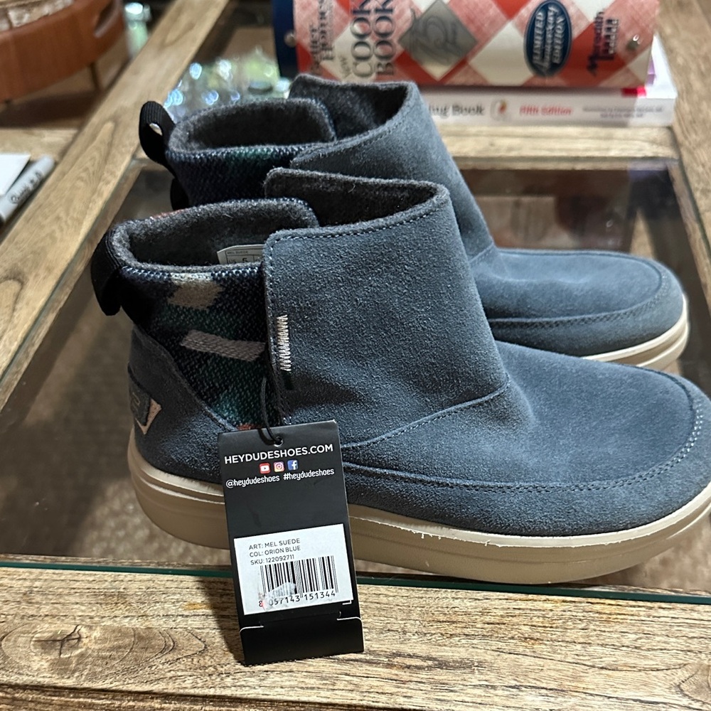 Hey Dude Blue Suede Ankle Boots